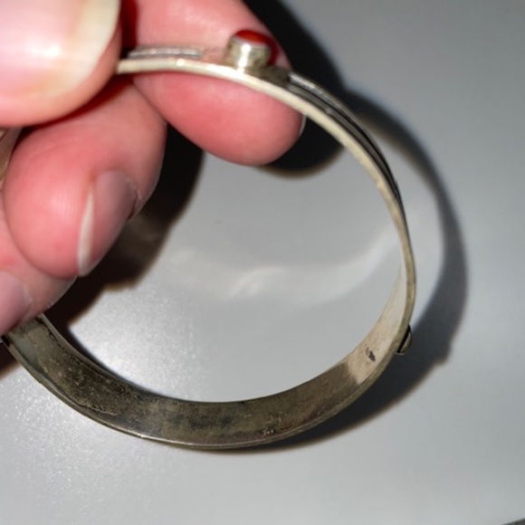 Vintage Silver Bracelet with Coral Beads. Solid Silver. Very Art Deco. - Picture 6 of 10